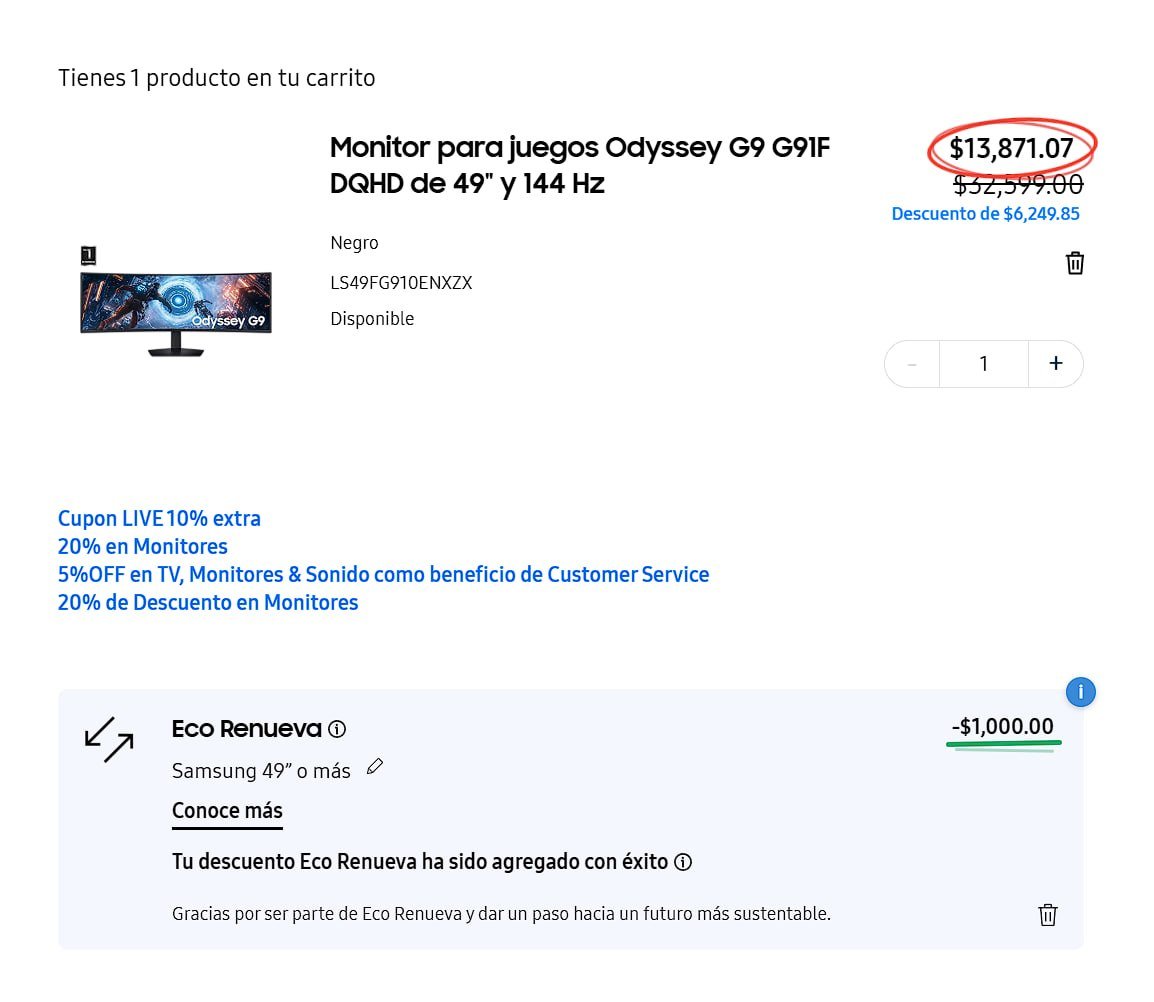 Monitor para juegos Odyssey G9 G91F DQHD de 49″ y 144 Hz