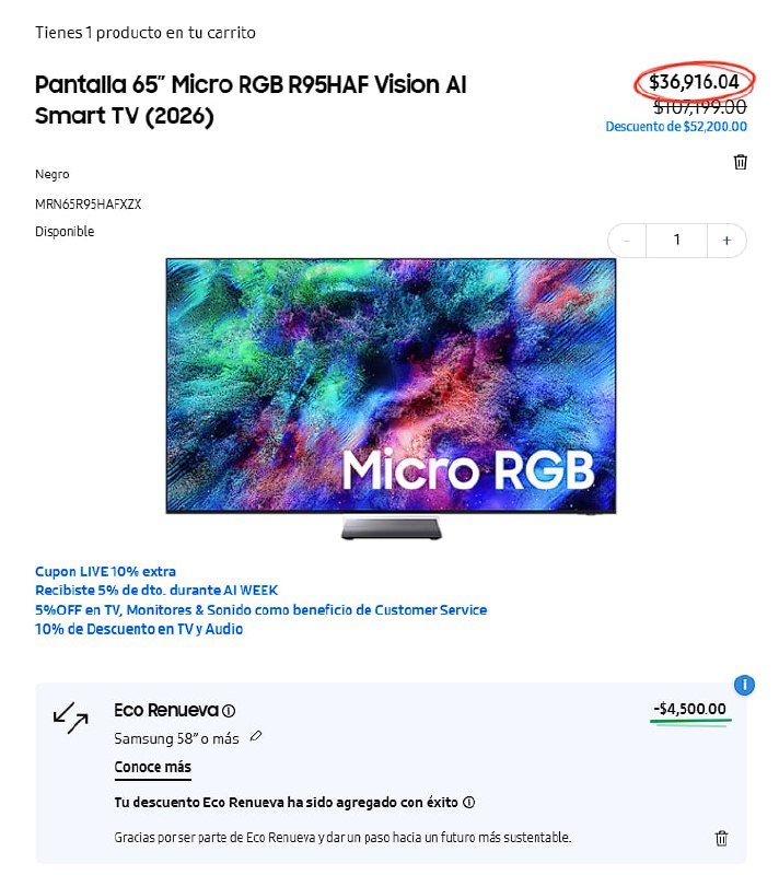 Pantalla Micro RGB R95HAF Vision AI Smart TV (2026)