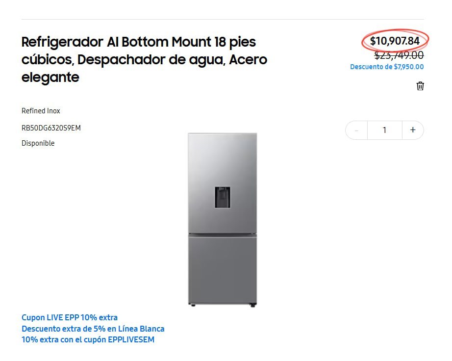 Refrigerador AI Bottom Mount 18 pies cúbicos, Despachador de agua, Acero elegante
