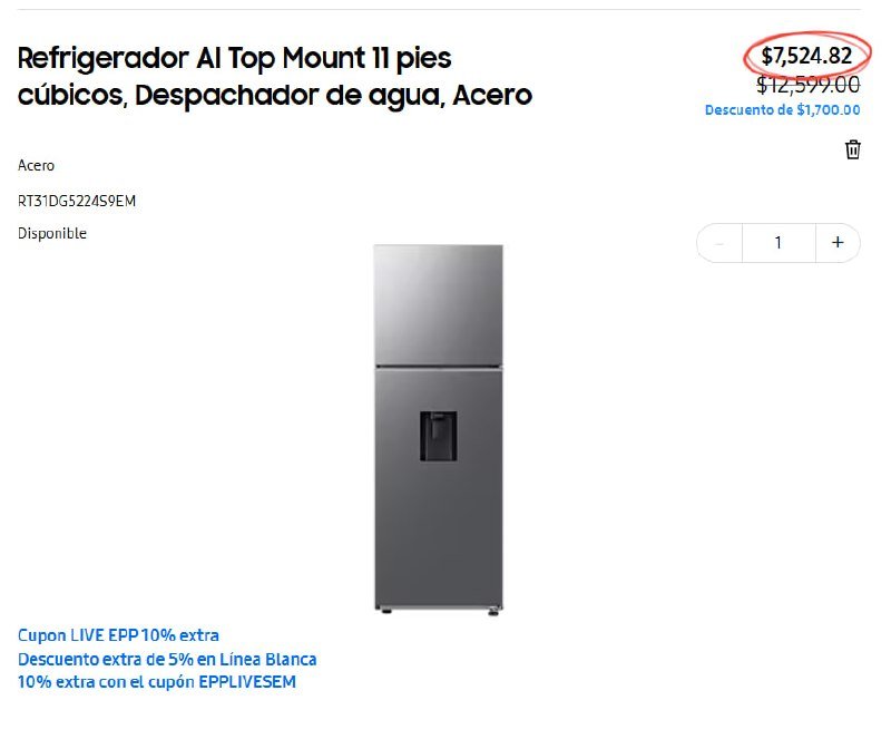 Refrigerador AI Top Mount 11 pies cúbicos, Despachador de agua, Acero