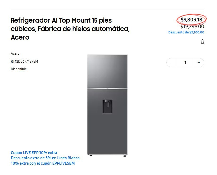 Refrigerador AI Top Mount 15 pies cúbicos, Fábrica de hielos automática, Acero