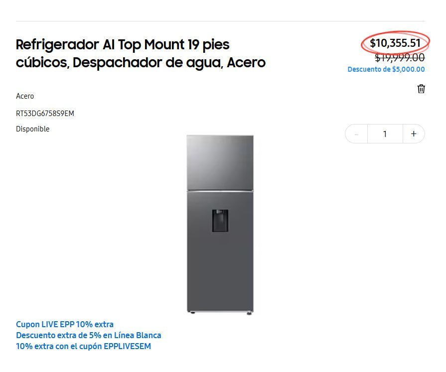 Refrigerador AI Top Mount 19 pies cúbicos, Despachador de agua, Acero