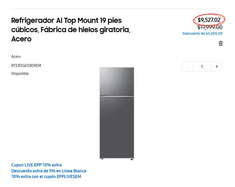 Refrigerador AI Top Mount 19 pies cúbicos, Fábrica de hielos giratoria, Acero