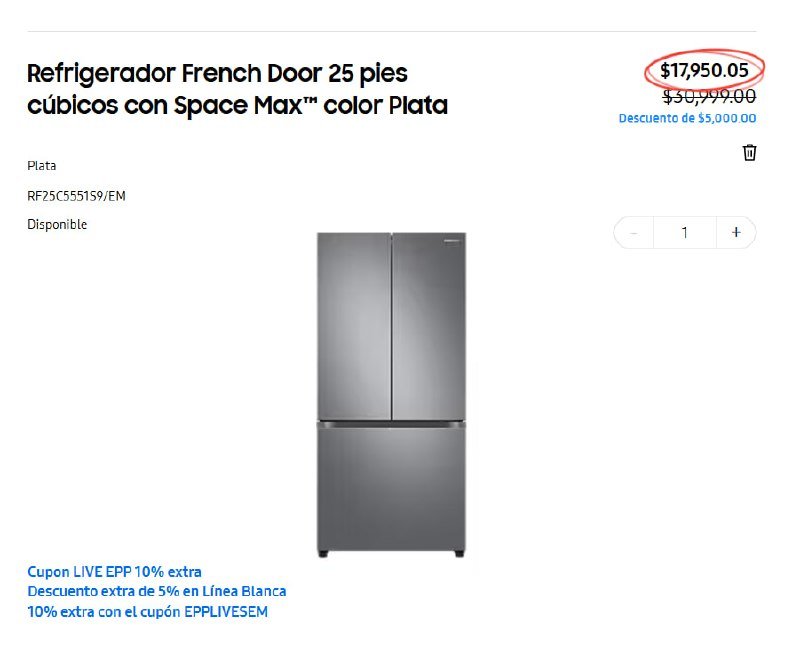 Refrigerador French Door 25 pies cúbicos con Space Max™ color Plata