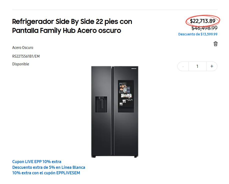 Refrigerador Side By Side 22 pies con Pantalla Family Hub Acero oscuro