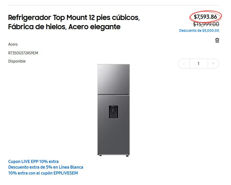 Refrigerador Top Mount 12 pies cúbicos, Fábrica de hielos, Acero elegante