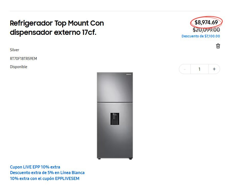 Refrigerador Top Mount Con dispensador externo 17cf.