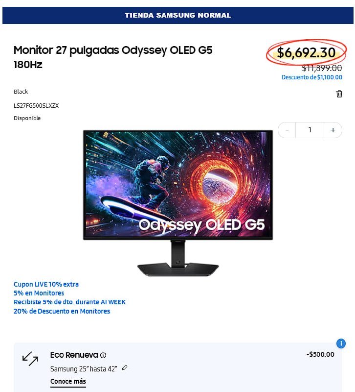 Monitor 27 pulgadas Odyssey OLED G5 180Hz