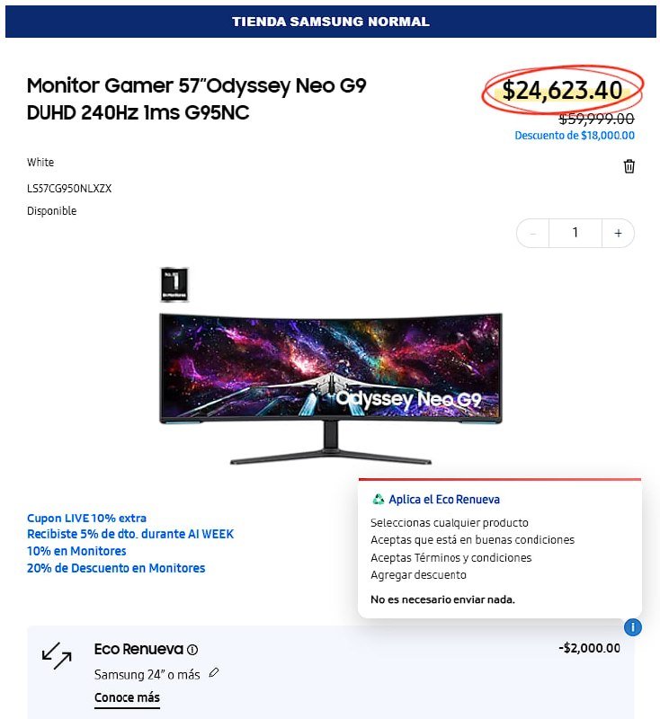 Monitor Gamer 57”Odyssey Neo G9 DUHD 240Hz 1ms G95NC