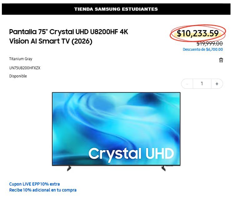 Pantalla Crystal UHD U8200HF 4K Vision AI Smart TV (2026)