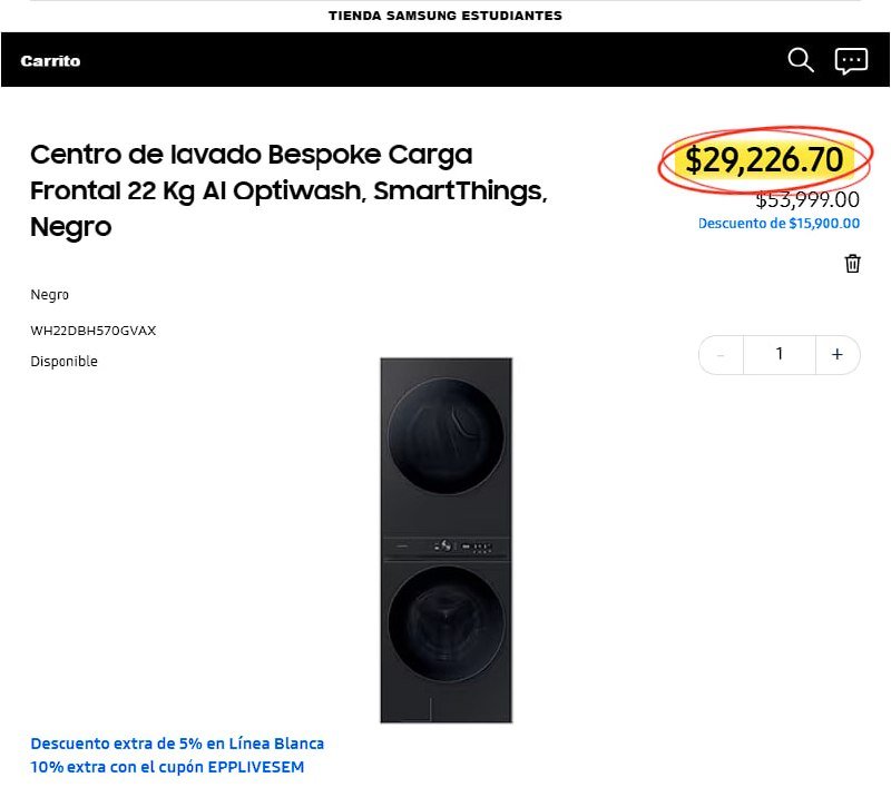 Centro de lavado Bespoke Carga Frontal 22 Kg AI Optiwash, SmartThings, Negro
