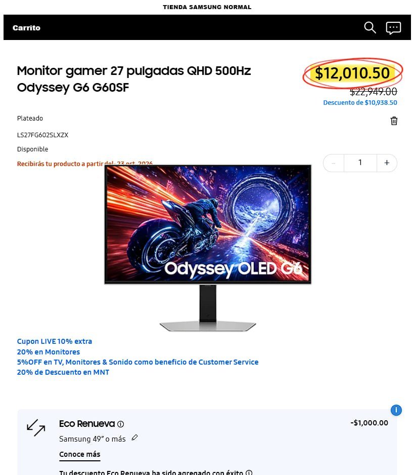 Monitor gamer 27 pulgadas QHD 500Hz Odyssey G6 G60SF