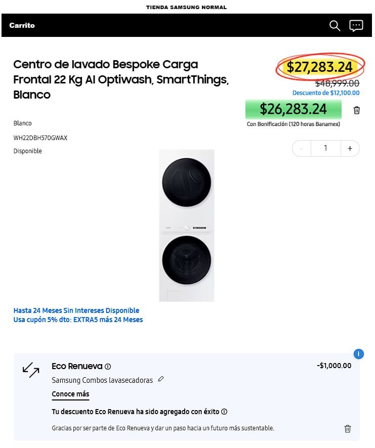 Centro de lavado Bespoke Carga Frontal 22 Kg AI Optiwash, SmartThings, Blanco