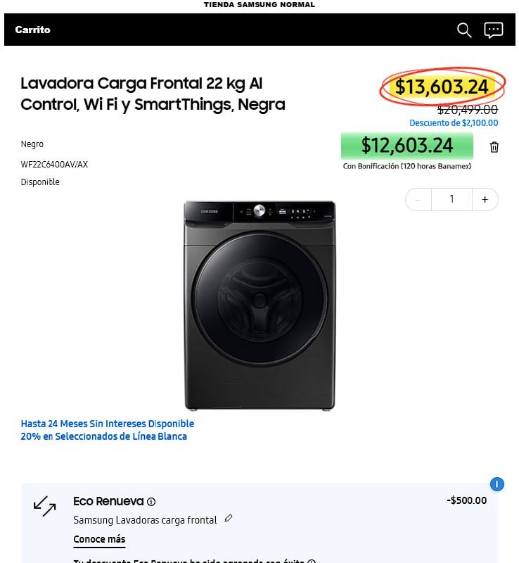Lavadora Carga Frontal 22 kg AI Control, Wi Fi y SmartThings, Negra