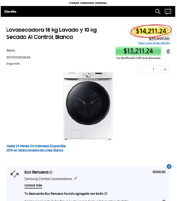 Lavasecadora 18 kg Lavado y 10 kg Secado AI Control, Blanca